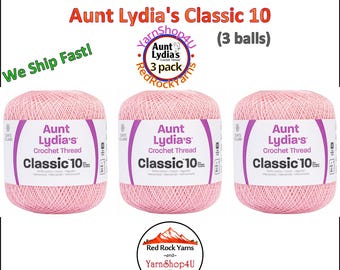 ORCHID PINK 3 Pack! Aunt Lydia's Classic 10 Crochet Thread. 350yds. Item #154-0410