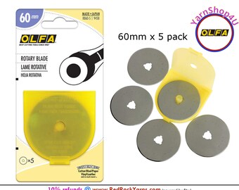 5 pack! 60mm OLFA® Rotary Blades. Olfa® Brand Rotary Cutting Blade. Tungsten Steel. Premium Quality, and Sharp Edge. 5 Blades/pkg. #RB60-5