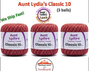 BOWL OF CHERRIES 3 pack! Aunt Lydia's Classic 10 Crochet Thread. 300yds. Item #154-0823