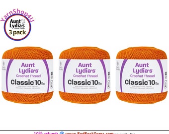 PUMPKIN 3 pack! Aunt Lydia's Classic 10 Crochet Thread. 350yds. Item #154-0431