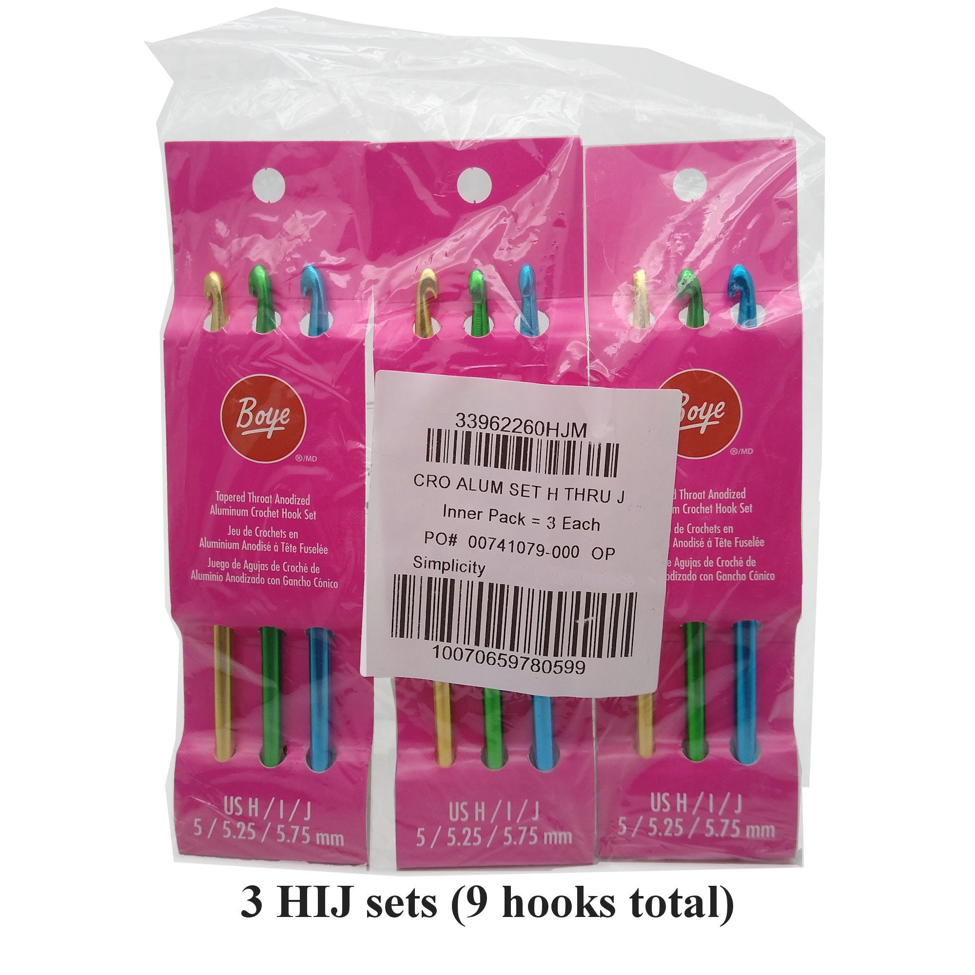 BULK BUY Boye Crochet Hooks B, C, D, E, F, G, H, I, J, K, L, N