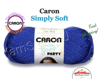 ROYAL SPARKLE - Caron Simply Soft Party! 3 oz / 164 yds (85 g / 150 m) 99% Acrylic, 1 percent Metallic (3 ounce / 164 yards) Color #0005