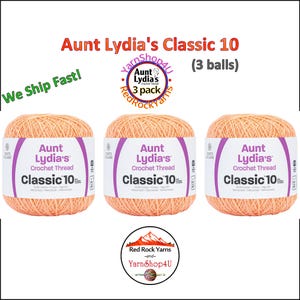 LIGHT PEACH 3 pack! Aunt Lydia's Classic 10 Crochet Thread. 350yds. Item #154-0424