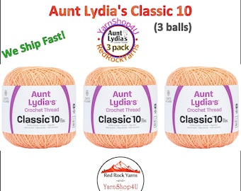 LIGHT PEACH 3 pack! Aunt Lydia's Classic 10 Crochet Thread. 350yds. Item #154-0424