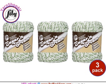 GREEN TWISTS 3 Pack! 2oz | 95yds each. Lily Sugar'n Cream Twists. 100% cotton yarn. 2 ounces / 95 yards ea.3 Skeins. Bulk Buy!