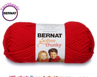 BERRY RED Bernat Softee Chunky Yarn Super Bulky Yarn. 3.5oz | 108yds | 100% Acrylic Yarn. Item 16112828705