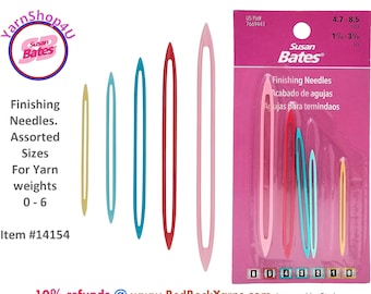 Finishing Needles. Assorted Sizes of plastic finishing needles for weaving in ends. For Yarn Weights 0 To 6. #14154