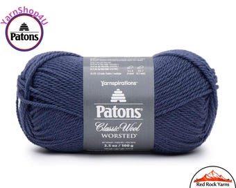 INDIGO - Patons Classic Wool Worsted Yarn Medium Weight (4). 100% wool yarn. 3.5oz | 194 yards (100g | 177m)