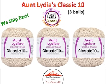 NATURAL 3 Pack! Aunt Lydia's Classic 10 Crochet Thread. 400yds. Item #154-0226