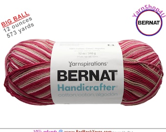 DAMASK OMBRE - 12oz | 573 yard! Bernat Handicrafter Big Ball 100% Cotton Yarn. Item 16203434029