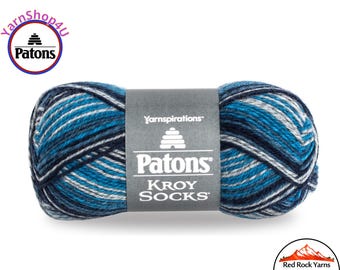 SING N the BLUES STRIPES - Patons Kroy Socks Yarn is 1.75oz | 166yds Super Fine Weight (1) Sock Yarn. 75/25% Wool/Nylon (50g | 152m) #55132