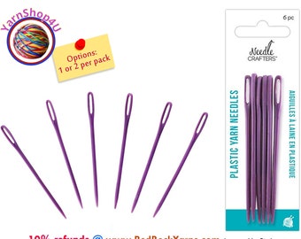 6 Large Yarn Needles For finishing with chunky yarn. 3.625". Jumbo size Plastic Yarn needles by Needle Crafters #NC670
