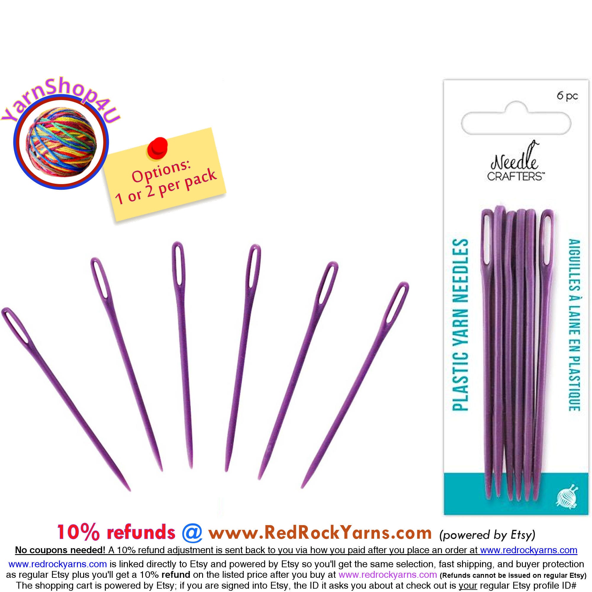 Plastic Safety Needles 7cm 10 Count, Crochet Needles, Knitting