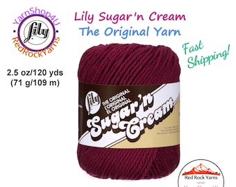 Wine - 2.5oz | 120yd The Original Lily Sugar N Cream 100% Cotton Yarn (2.5 ounce / 120 yards)