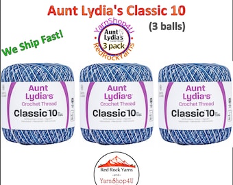 SHADED BLUES 3 pack! Aunt Lydia's Classic 10 Crochet Thread. 300yds. Item #154-0014