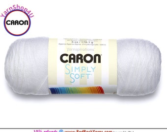 WHITE - Caron Simply Soft 6oz / 315yds (170g / 288m) 100% Acrylic yarn. Item H970039701