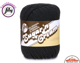 BLACK - 2.5oz | 120yd The Original Lily Sugar N Cream 100% Cotton Yarn (2.5 ounce / 120 yards)