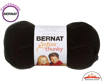 BLACK Bernat Softee Chunky Yarn Super Bulky Yarn. 3.5oz | 108yds | 100% Acrylic Yarn. Item 16112828040