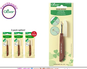 Clover Seam Ripper. (Single or 3 Pack!) 4.75" long from end to tip. The handle is molded plastic not actual wood. Perfect for #463