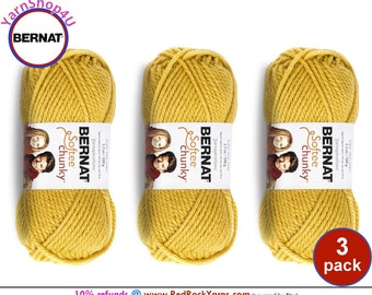 GLOWING GOLD 3 pack! Bernat Softee Chunky Yarn Super Bulky Yarn. 3.5oz | 108yds | 100% Acrylic Yarn. 3 skeins per pack = Bulk Buy!