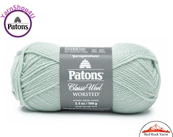 MISTY GREEN - Patons Classic Wool Worsted Yarn Medium Weight (4). 100% wool yarn. 3.5oz | 194 yards (100g | 177m)