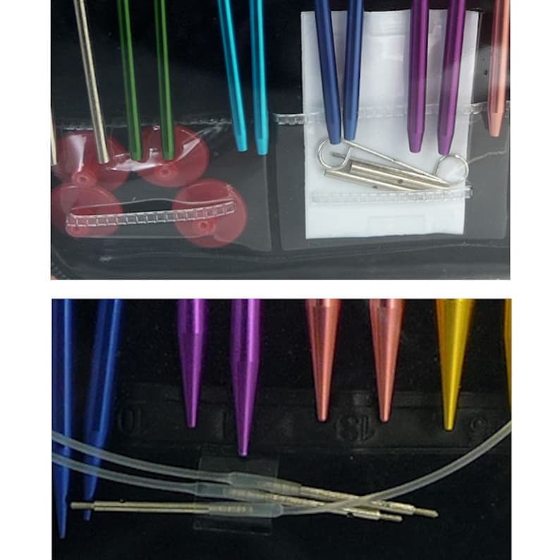 NEEDLEMASTER Interchangeable Circular Knitting Needle Set. 13 size tips from 2 to 15 plus 4 different length cables and 2 connectors image 5