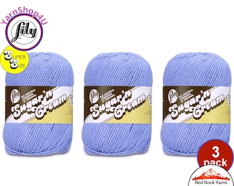 CORNFLOWER - 3 Pack! Super Size 4oz | 190yds. 100% Cotton yarn. Original Lily Sugar N Cream. (4 ounces | 190 yards) 3 skeins!