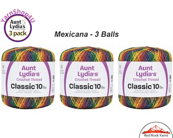 MEXICANA VARIEGATED 3 pack! Aunt Lydia's Classic 10 Crochet Thread. 300yds. Item #154-0250