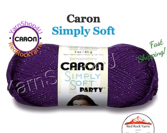 PURPLE SPARKLE - Caron Simply Soft Party! 3 oz / 164 yds (85 g / 150 m) 99% Acrylic, 1 percent Metallic (3 ounce / 164 yards) Color #0006