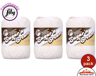 ECRU 3 Pack! 2.5oz | 120yd The Original Lily Sugar N Cream 100% Cotton Yarn. 3 Skeins Bulk Buy!