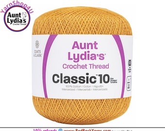 GOLDEN YELLOW - Aunt Lydia's Classic 10 Crochet Thread. Item #154-0422