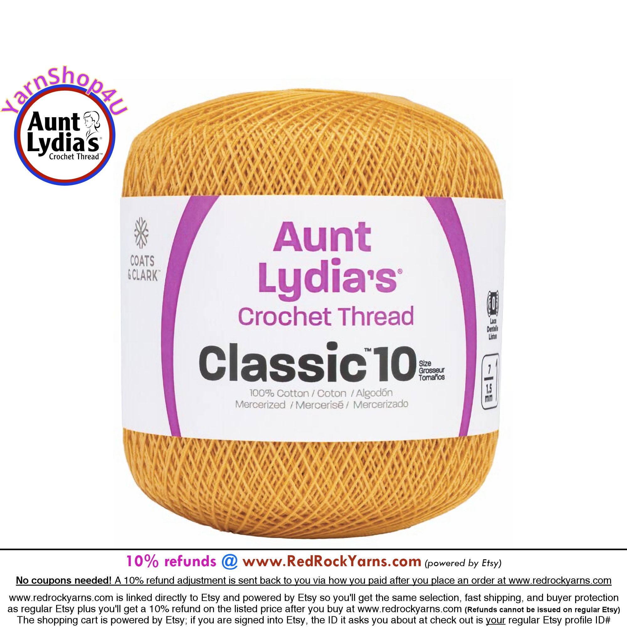 Crochet Thread, Aunt Lydia's Crochet Cotton Classic Size 10, Lace