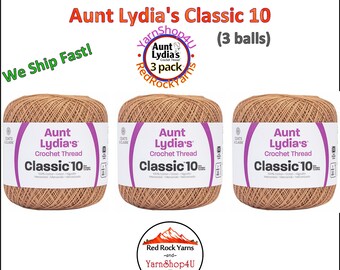 COPPER MIST 3 pack! Aunt Lydia's Classic 10 Crochet Thread. 350yds. Item #0310