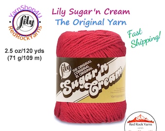 RED - 2.5oz | 120yd The Original Lily Sugar N Cream 100% Cotton Yarn (2.5 ounce / 120 yards)