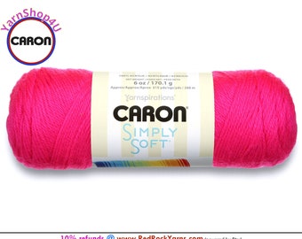 NEON PINK - Caron Simply Soft 6oz / 315yds (170g / 288m) 100% Acrylic yarn. Item H970039775