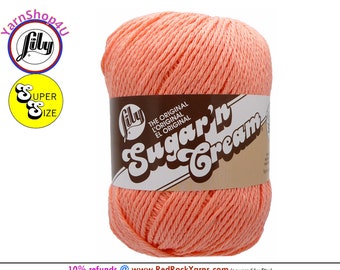 CORAL ROSE - Super Size 4oz | 190yds. 100% Cotton yarn. Original Lily Sugar N Cream. Solid Cotton Yarn (4 ounces | 190 yards)