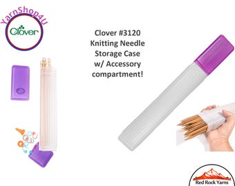 Knitting Needle Tube Case holds needles up to 14" in length and has a small notions holder in the bottom! [Purple] Clover #3120