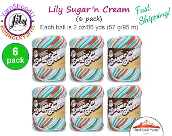 AHOY OMBRE 6 Pack! 2oz | 95yds each. Lily Sugar N Cream The Original 100% Cotton Yarn. 2 ounces / 95 yards ea. 6 skein bag = Bulk Buy!