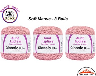 SOFT MAUVE 3 pack! Aunt Lydia's Classic 10 Crochet Thread. 350yds. Item #154-1040