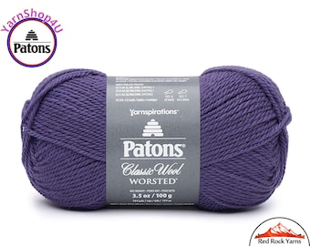 PANSY - Patons Classic Wool Worsted Yarn Medium Weight (4). 100% wool yarn. 3.5oz | 194 yards (100g | 177m)