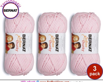 BABY PINK 3 pack! Bernat Softee Chunky Yarn Super Bulky Yarn. 3.5oz | 108yds | 100% Acrylic Yarn. 3 skeins per pack = Bulk Buy!