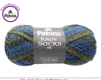 DEEP SEA Colors - Patons Kroy Socks FX Yarn is 1.75oz | 166yds Super Fine Weight (1) Sock Yarn. 75/25% Wool/Nylon (50g | 152m)