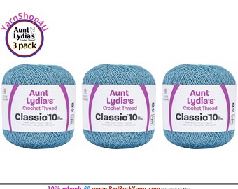 MEDIUM BLUE 3 pack! Aunt Lydia's Classic 10 Crochet Thread. 350yds. Item #154-4370