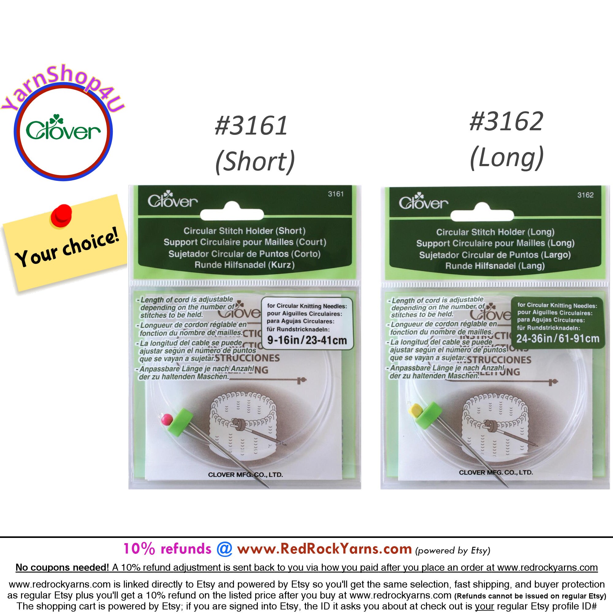 Circular Stitch Holders By Clover Long Or Short Adjustable Short Is Circular Stitch Holders By Clover Long Or Short Adjustable Short Is