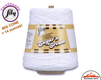 WHITE - 14oz | 674 yards Cone. Lily Sugar N Cream Cotton yarn. 100% cotton. Item# 10300202001
