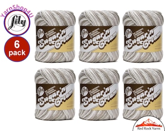 GREIGE OMBRE 6 Pack! 2oz | 95yds each. Lily Sugar N Cream The Original 100% Cotton Yarn. 6 skein bag = Bulk Buy! (Gray + Beige = Greige)