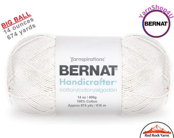 OFF WHITE - 14oz | 674yds Bernat Handicrafter Cotton yarn. 100% cotton Yarn. Great for dish cloths. Big Ball! Item 16202828002