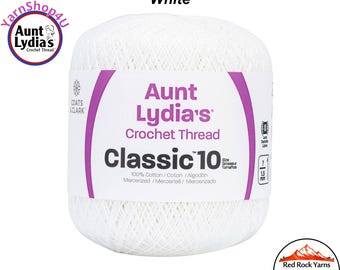 WHITE - Aunt Lydia's Classic 10 Crochet Thread. 400yds. Item #154-0001