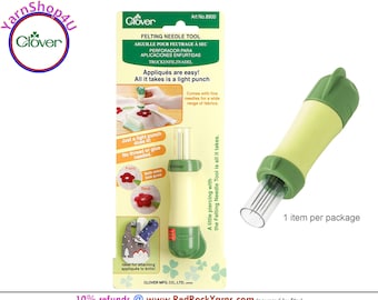 Needle Felting Tool by Clover. Locking safety device. Use to attach appliques. Needle felting punch. #8900