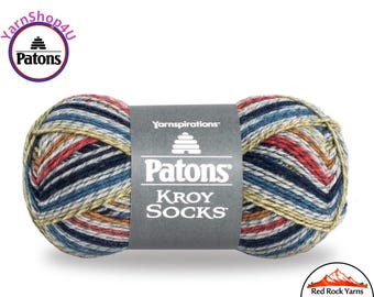 BLUE STRIPED RAGG - Patons Kroy Socks Yarn is 1.75oz | 166yds Super Fine Weight (1) Sock Yarn. A Blend of 75/25% Wool/Nylon (50g | 152m)